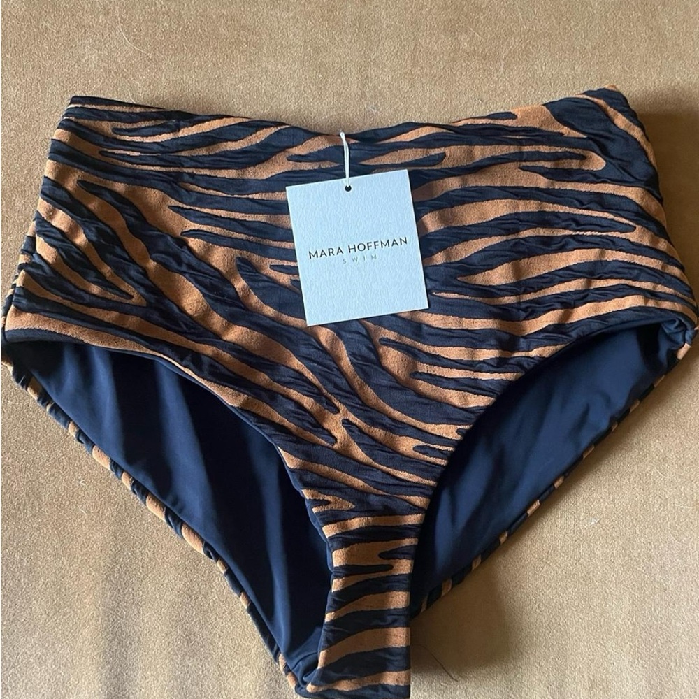 Mara Hoffman Black and Brown Zebra Bikini Bottom